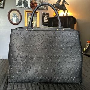Black Skull Embossed Handbag